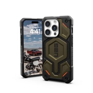 UAG kryt Monarch Pro Magsafe pre iPhone 15 Pro - Kevlar Element Green