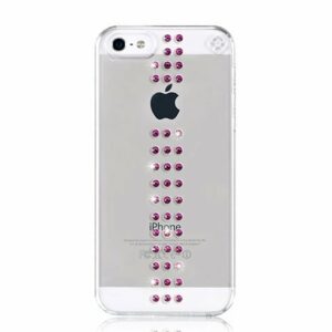 Swarovski kryt Stripe pre iPhone SE/5s/5 - Fuchsia