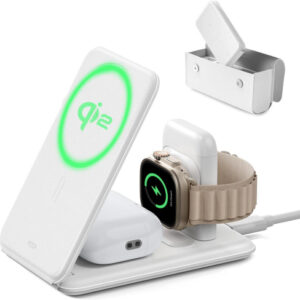ESR Qi2 3-in-1 Travel Wireless Charging Set - White