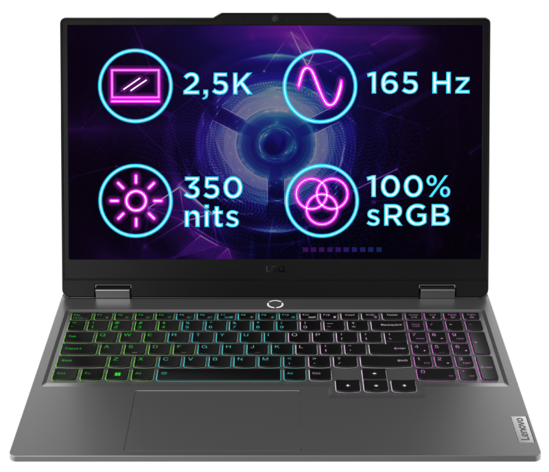 Lenovo LOQ 15IRX9 Intel i7-13650HX 16GB 1TB-SSD 15.6"WQHD IPS AG RTX4060-8GB DOS Luna Grey