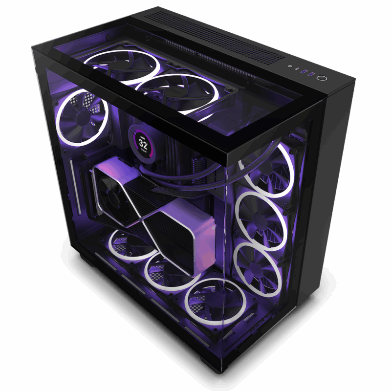 NZXT case H9 Elite / 3xRGB 120 mm / 1x 120mm fan / glass / RGB&fan controler / black