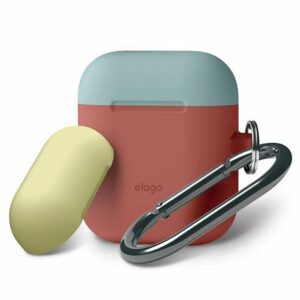 Elago Airpods Silicone Duo Hang Case - Italian Rose/ Coral Blue