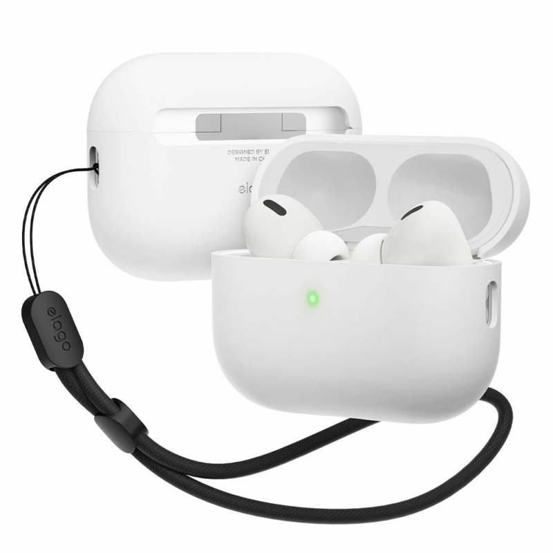 Elago Airpods Pro 2 Liquid Hybrid Case with Nylon Lanyard - White