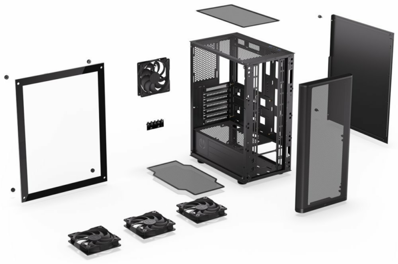 ENDORFY case Ventum 200 Air/ 4x120mm PWM fan / 2xUSB / tvrdené sklo / čierna