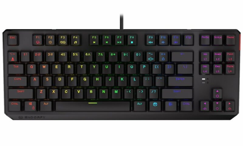 ENDORFY herná klávesnica Thock TKL Kailh BL RGB /USB/ blue sw. / drôtová / mechanická / US layout / čierna RGB