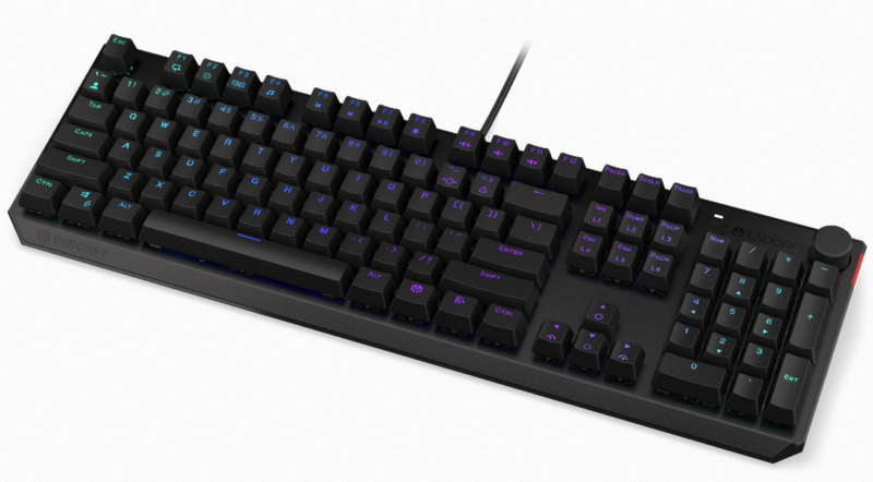 ENDORFY herná klávesnica Thock Blue / USB / blue sw. / drôtová / mach. / US / / PBT double-shot keycaps / čierna RGB
