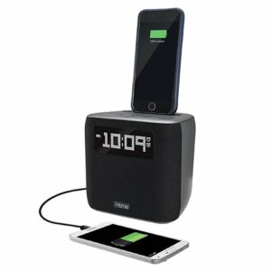 iHome Dual Alarm FM Clock Radio with Lightning Connector - Gunmetal