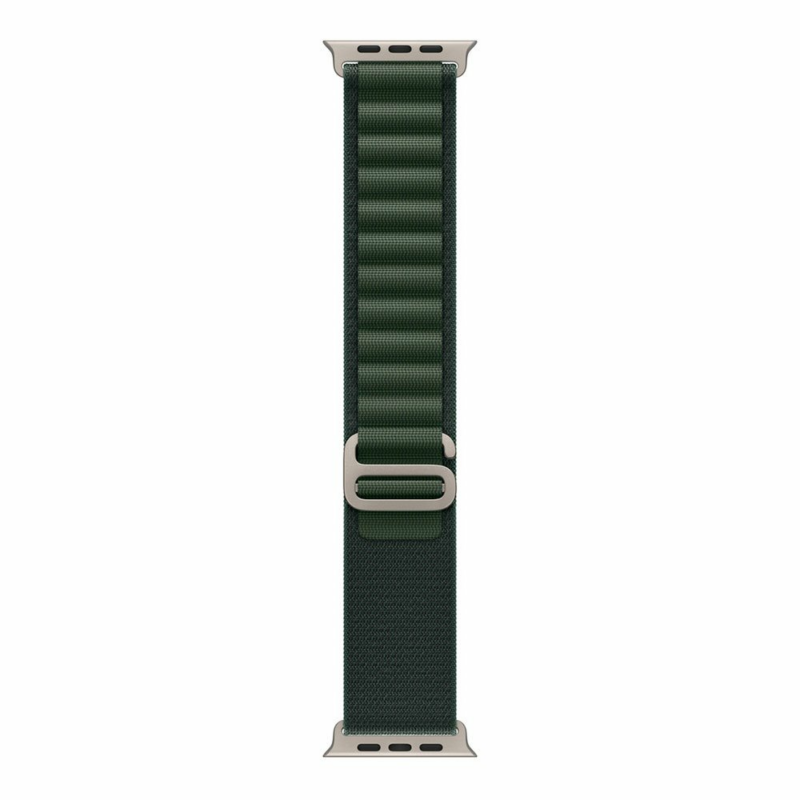 Apple Watch 49mm Dark Green Alpine Loop - Large - Natural Titanium Finish