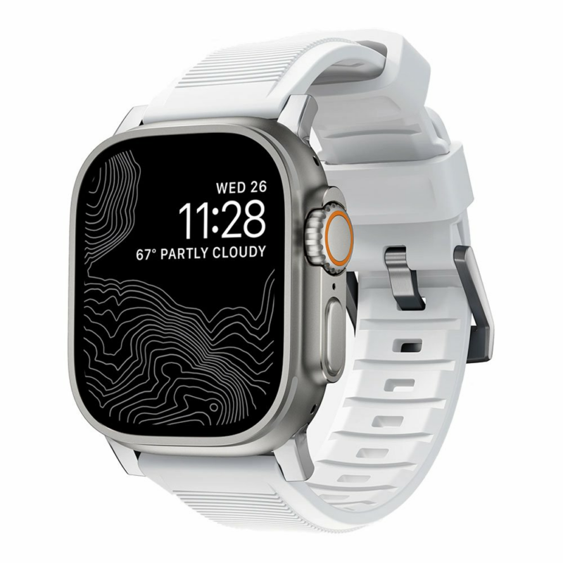 Nomad remienok Rugged Strap pre Apple Watch 44/45/49mm - White/Silver Hardware