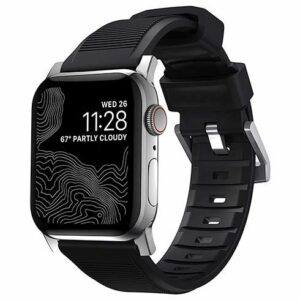 Nomad remienok Rugged Strap pre Apple Watch 44/45/49mm - Black/Silver Hardware