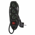 EMOS Predlzovaci kabel 16A (3zás. + vypínač) 3M ČIERNY