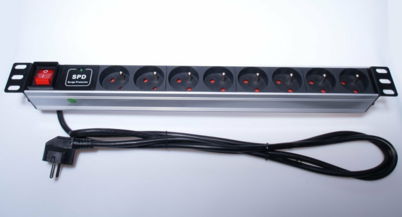 PremiumCord Panel napájací 1U do 19" racku