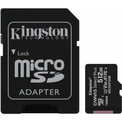 Kingston 512GB microSDXC Canvas Select Plus 100R A1 C10 Card + adaptér