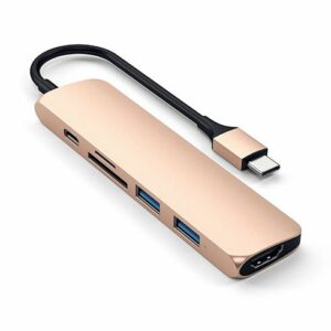 Satechi USB-C Slim Multiport adaptér V2 - Gold Aluminium