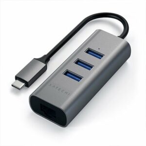 Satechi USB-C 3 USB 3.0 Port Hub & Ethernet Port - Space Gray Aluminium