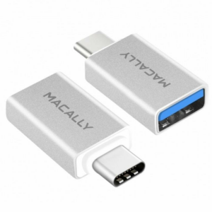 Macally USB-C to USB-A adaptér 2pack - Silver Aluminium
