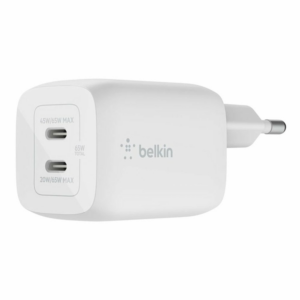 Belkin 65W Dual USB-C GaN PD Wall Charger with PPS - White