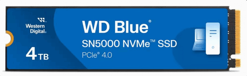 WD Blue SN5000 SSD 4TB M.2 NVMe Gen4 5500/5000 MBps