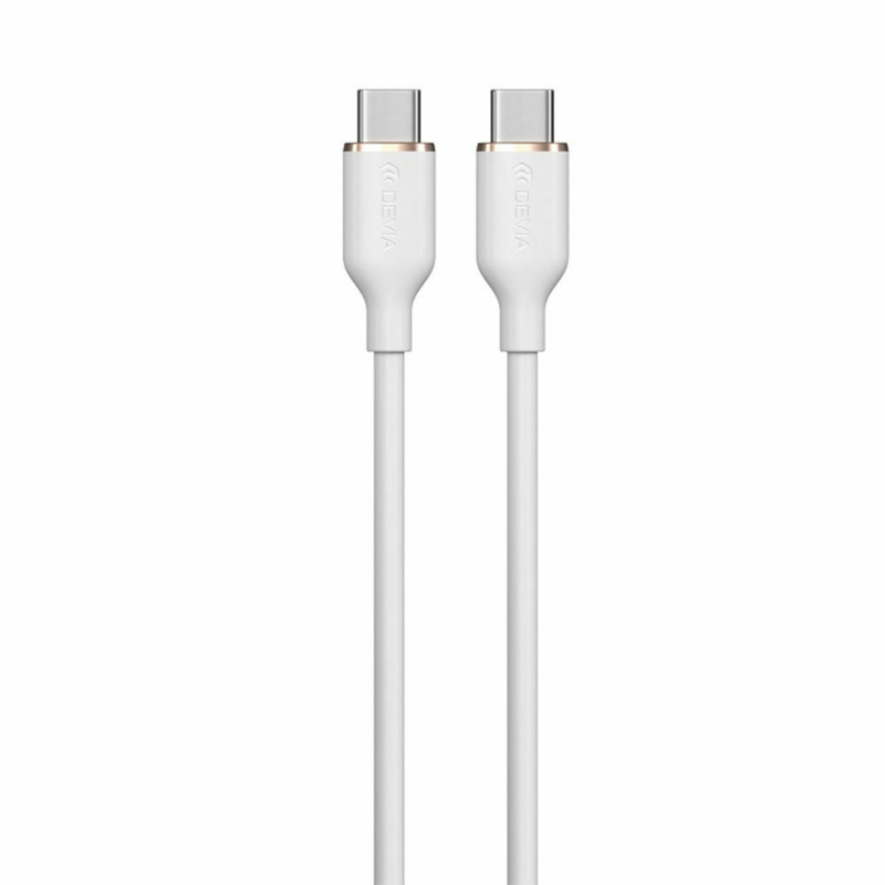 Devia kábel USB-C to USB-C Jelly Series Silicone Cable 1.2m - White