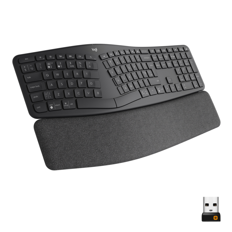 Logitech K860 ERGO - bezdrôtová delená klávesnica - DE - GRAPHITE