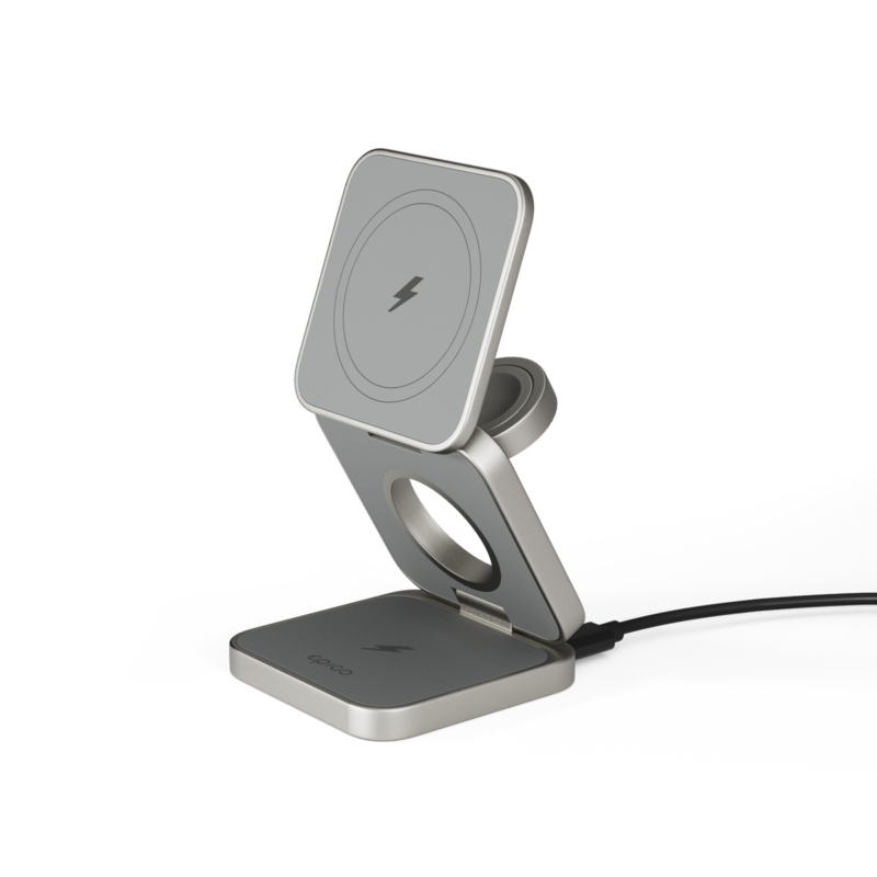 EPICO UltraBase EF45 3in1 Fold Alu Mag+ Charging Stand - titanová