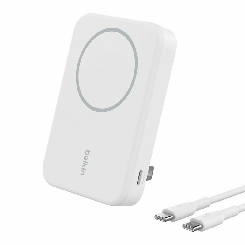 Belkin Boost Charge Pro Magnetic Power Bank with Qi2 8K + Stand - White