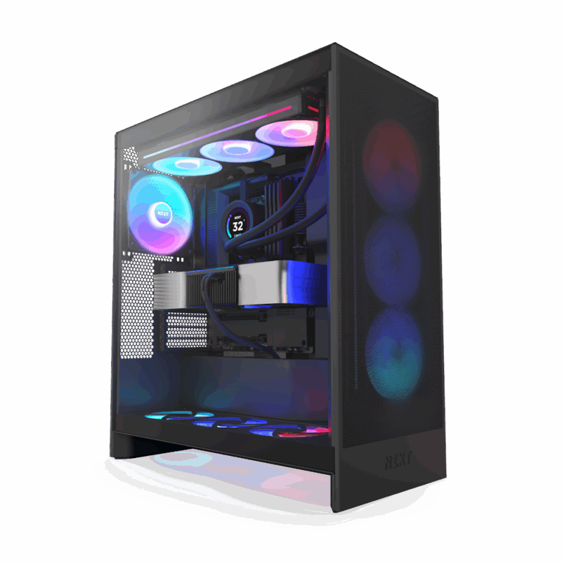 NZXT case H7 Flow RGB / 3x 140 mm fan / glass / mesh panel / black