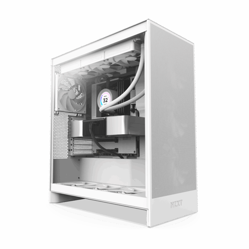 NZXT case H7 Flow / 2x 120 mm fan / tempered glass / mesh panel / white