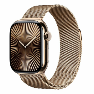 Apple Watch Series 10 GPS + Cellular 46mm Gold Titanium Case with Gold Milanese Loop - S/M