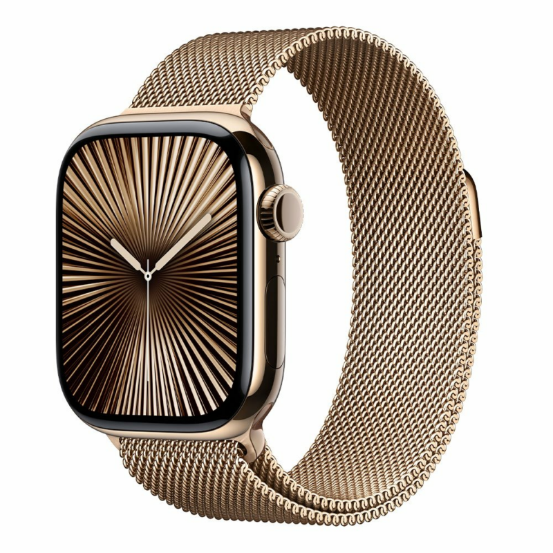 Apple Watch Series 10 GPS + Cellular 46mm Gold Titanium Case with Gold Milanese Loop - S/M
