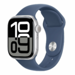 Apple Watch Series 10 GPS + Cellular 46mm Silver Aluminium Case with Denim Sport Band - S/M