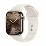 Apple Watch Series 10 GPS + Cellular 42mm Gold Titanium Case with Starlight Sport Band - M/L