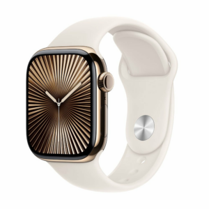 Apple Watch Series 10 GPS + Cellular 42mm Gold Titanium Case with Starlight Sport Band - M/L