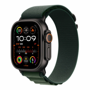 Apple Watch Ultra 2 GPS + Cellular 49mm Black Titanium Case with Dark Green Alpine Loop - Small