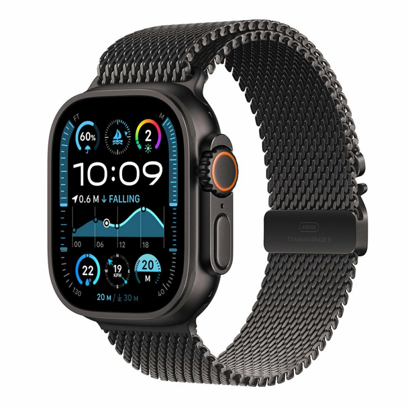 Apple Watch Ultra 2 GPS + Cellular 49mm Black Titanium Case with Black Titanium Milanese Loop - S