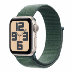 Apple Watch SE GPS 44mm Starlight Aluminium Case with Lake Green Sport Loop