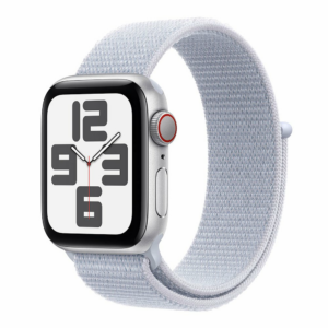 Apple Watch SE GPS + Cellular 44mm Silver Aluminium Case with Blue Cloud Sport Loop