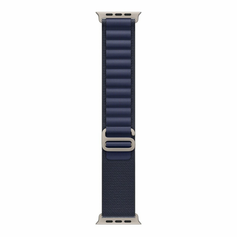 Apple Watch 49mm Navy Alpine Loop - Medium - Natural Titanium Finish