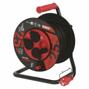 EMOS Vonkajší predlžovací kábel na bubne 25 m / 4 zás. / čierny / guma-neoprén / 230V / 2