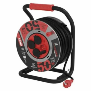 EMOS Vonkajší predlžovací kábel na bubne 50 m / 4 zás. / čierny / guma-neoprén / 230V / 1