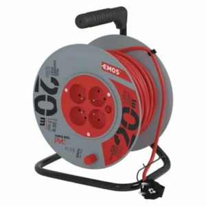 EMOS Predlžovací kábel na bubne 20 m / 4 zásuvky / červený / PVC / 230 V / 1 mm2