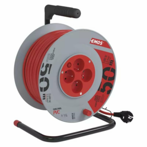 EMOS Predlžovací kábel na bubne 50 m / 4 zásuvky / červený / PVC / 230 V / 1