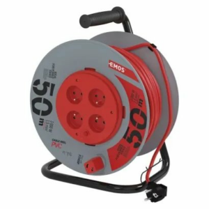 EMOS Predlžovací kábel na bubne 50 m / 4 zásuvky / červený / PVC / 230 V / 1