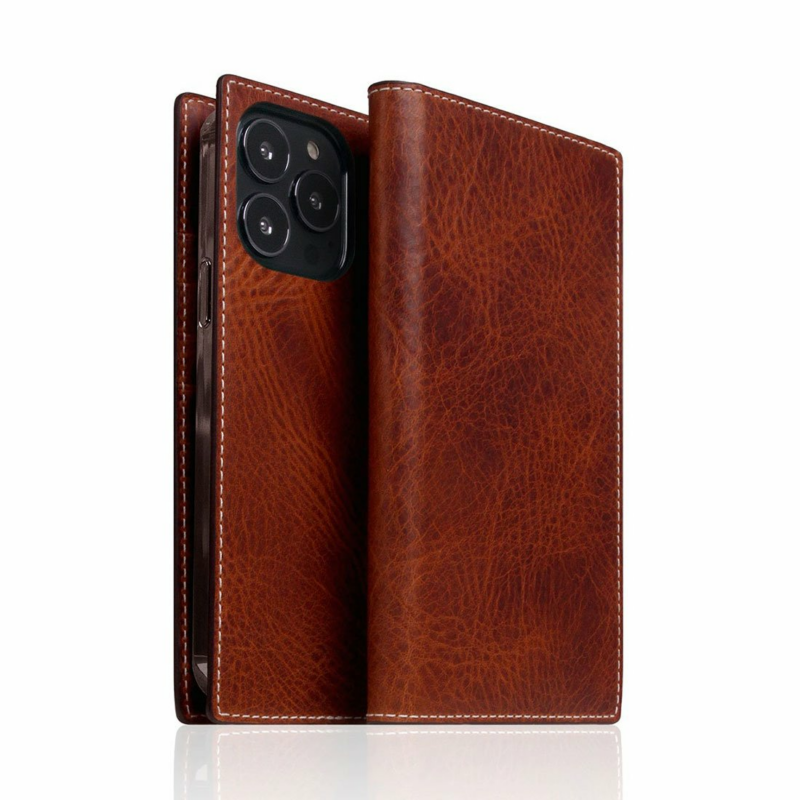 SLG Design puzdro D7 Italian Wax Leather pre iPhone 14 Pro - Brown