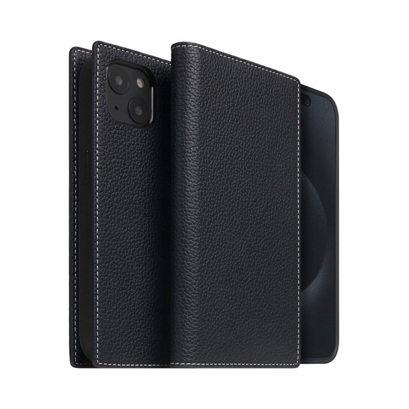 SLG Design puzdro D8 Magsafe Full Grain Leather pre iPhone 15 - Black Blue