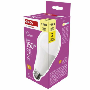 EMOS LED žiarovka Classic A80 / E27 / 20 W (150 W) / 2452 lm / Teplá biela